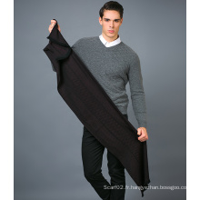 Echarpe 100% en laine pour hommes en écharpe en laine jacquard en couleur pleine